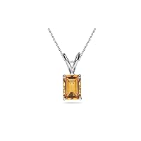 0.66 Cts Citrine Solitaire Pendant in 14K White Gold