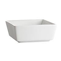CAC China F-BW5 Fortune 4-1/2-Inch 12-Ounce Super White Porcelain Square Bowl, Box of 48
