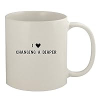 I Heart Love Changing A Diaper - Ceramic 11oz White Mug, White