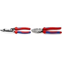 KNIPEX Tools 13 72 8 Forged Wire Stripper, 8-Inch & 9.5-Inch Ultra-High Leverage Lineman's Pliers with Fish Tape Puller and Crimper