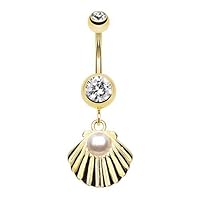 WildKlass Jewelry Ariel's Shell Dangle 316L Surgical Steel Belly Button Ring