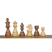 German Knight Wooden Chess Pieces - Tournament Weighted Chessmen in Acacia Wood- Standard Chess Pieces with 2 Extra Queens- TAJ CHESS STORE