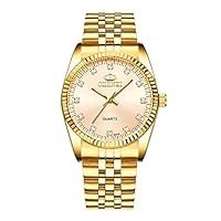 Fashion Luxury Men Watch Gold Quartz Wrist Watch Stainless Steel Rhinestone Mens Watches Casual Waterproof Clock