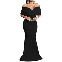 Formal Maxi Dress for Women Sexy Deep V Neck Side Split Bodycon Cocktail Party Dress
