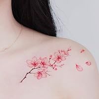 3 pcs Peach Blossom Clavicle Temporary Tattoo Waterproof Cherry Blossom Antique Color Tattoo Sticker