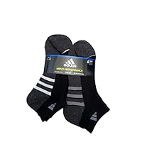 adidas 6 Pairs Men's Low Cut Socks 6 Pack for Shoe Size 6-12 Black, Black, 6-12