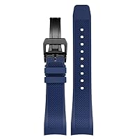 Rubber Watch Strap 22mm For Iwc IW390502 IW390209 Watchband Folding Clasp Curved End Wristwatches Belt