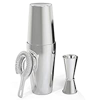 Cocktail Shaker Set Professional Shaker Cocktail Strainer and Jigger Set 4 Piece Stainless Steel Bar Supplies