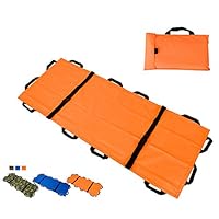 Oxford Folding Stretcher with 12 Handles Waterproof Foldable Emergency Rescue Back Stretcher with Storage Bags for Hospital,Clinic, Home,Sports venues,Ambulance (Orange)