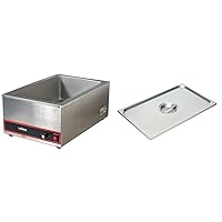 Winco FW-S500 Commercial Portable Steam Table Food Warmer 120V 1200W,Stainless Steel,Large & SPSCF 44197 Size Solid Cover