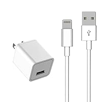 i Phone Charger [MFi Certified] Travel Home Wall Charger and a Charging Cable Compatible with i Phone 14, 13, 12, 11, i Phone SE, X, 8, 7, 6, 5, i pad Mini, pod Touch, and i pods