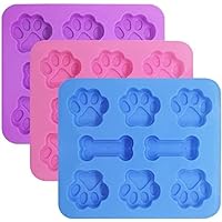 Puppy Dog Paw and Bone Silicone Molds, Non-Stick Food Grade Silicone Molds Cookie Cutters for Chocolate, Candy, Jelly, Ice Cube, Dog Treats
