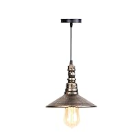 Steampunk Water Pipe Pot Lid Pendant  Lights Intage Industrial Single Head E27 Edison Ceiling  Lamp Retro Metal Iron Pipe Fixture Home Deco Chandelier for Kitchen Island Lovely (Color : Brass)