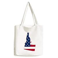 Idaho America Map Stars Stripes Flag Tote Canvas Bag Shopping Satchel Casual Handbag