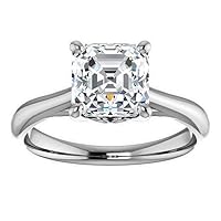 Mois 5 CT Asscher Colorless Moissanite Engagement Ring, Wedding/Bridal Ring Set, Solitaire Halo Style, Solid Gold Silver Vintage Antique Anniversary Promise Ring Gift for Her