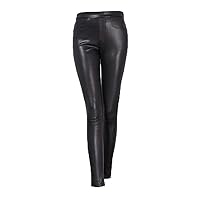 Spring Women Slim Genuine Leather Trousers Ladies Stretch Pencil Pants Black