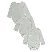 Baby Unisex 3-Pack L/S Bodysuits - white, 3-6 months