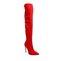 Liliana DB54 Women Pointy Toe Thigh High Single Sole Stiletto Boot
