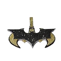 2.20 CT Round Cut Prong Set Black and Yellow Diamond Batman Pendant Charm Real 925 Sterling Silver for Father's day