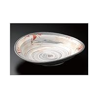 Planting Pot, Large, Powdered Brush Red Flower Oval Plate, 11.0 x 10.2 x 2.5 inches (28 x 26 x 6.3 cm), Earth, Japanese Tableware, Restaurant, Commercial Use