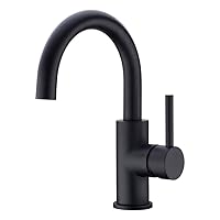 CREA Black Bathroom Faucet Brushed Nickel, Prep Wet Bar Sink Faucet Stainless Steel Single Hole Small Kitchen Faucet with 4 Inch Deck Plate, Mini Faucet Outdoor Tap for Farmhouse Vanity Sink Lavatory