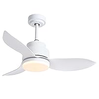 Modern White Ceiling Fans with Lights and Remote, Indoor Outdoor Ceiling Fan for Patios,Living Room, Bedroom Etc 38