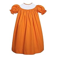 Ready to Smock Your Halloween Smocking Plate in This Orange Bishop Dress