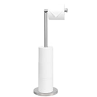 NearMoon Bath Toilet Paper Holder Stand- Modern Tissue Roll Holder Freestanding with Balanced Base, Rustproof Toilet Roll Holder for Bathroom/Kitchen Countertop (Brushed Nickel, Stainless Steel Base)