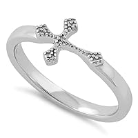 Solid 925 Sterling Silver Cross Stackable Ring