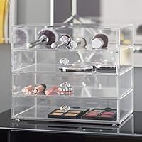 Acrylic Plastic Handcrafted Transparent Clear 4 Tier Drawer Storage Organizer Case for Jewelry Makeup & Cosmetic Oversized 12.63L x 9.88W x 10.80H Inches