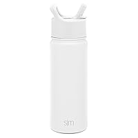 Simple Modern Kids Water Bottle with Straw Lid Vacuum Insulated Stainless Steel Metal Thermos Bottles | Reusable Leak Proof BPA-Free Flask for School | Summit Collection | 18oz, Winter White