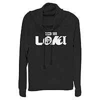 Marvel Junior's (TV Show) Loki Logo Women's Long Sleeve Cowl Neck Pullover, Black, 4X-Large