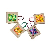 Jute Bags Traditional Print for Return Gifts Thamboolam Bags Wedding Gifts Lunch Bag Multicolor 8 * 8 * 4 inches Gifts, Diwali Gift (15)