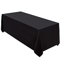 Surmente Tablecloth 90 * 156-inch Rectangular Polyester Table Cloth，Dining Table Cover for Weddings, Banquets, or Restaurants Indoor and Outdoor(Black)……