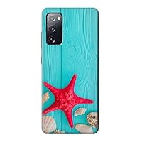R3428 Aqua Wood Starfish Shell Case Cover for Samsung Galaxy S20 FE