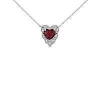 HALO DIAMOND HEART-SHAPED PERSONALIZED GENUINE BIRTHSTONE AND NECKLACE IN WHITE GOLD - Gold Purity:: 14K, Pendant/Necklace Option: Pendant With 22