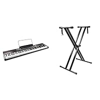 RockJam 88 Keys Beginner Digital Piano, Keyboard with Large Semi-weighted Keys, Music Stand, Piano Note Sticker, Power Supply and Built-in Speaker