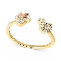1.00Ct Round Cut Clear CZ Diamond Adjustable Mickey Mouse Ring 14K Two Tone Gold Plated In 925 Silver