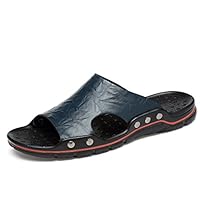Large size anti slip flip flops for men wearing genuine leather beach sandals, open toe leisure hiking fisherman sandals, waterproof men's shoes 11, 12, 13