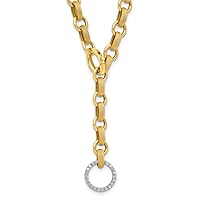 0.35 Ct Diamonds Circle 14k Yellow Gold Mixed Link Chain Lariat Lasso Y Necklace