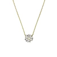0.20 CT Baguette & Round Created Diamond Cluster Pendant Necklace 14k Yellow Gold Over