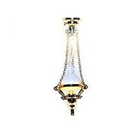 Dollhouse Victorian Hanging Ceiling Lamp with Chimney Shade 12V Electric Light Gold
