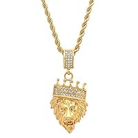 0.30 CT Round Cut Created Diamond Lion Pendant Necklace 14k Yellow Gold Over
