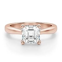 18K Solid Rose Gold Handmade Engagement Ring 1.00 CT Asscher Cut Moissanite Diamond Solitaire Wedding/Bridal Ring for Women/Her Gorgeous Ring