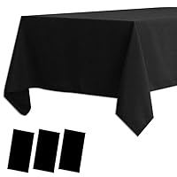 3 Pack Plastic Tablecloths Disposable Plastic Table Covers Table Cloths for BBQ Picnic Birthday Wedding Parties Waterproof TableCloth Oil-proof Table Cloth Light Weight Black Table Cover 54 x 108 Inch
