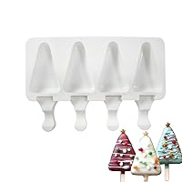 Cute Triangle Shaped Popsicle Molds 4 Cavities Ice Pop Molds Reusable Silicone Popsicle Mould for Kids Adults Ice Cream Mold Cake Pop Molds Homemade Popsicle Silicone Molds DIY Popsicle Maker