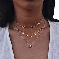 Jewelry Simple Fashion Star Moon Lightning Multilayer Necklace Female