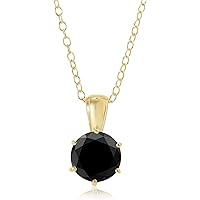 Birthstone 14k Yellow Gold Plated 925 Sterling Silver Black CZ Solitaire Fancy Pendant Necklace