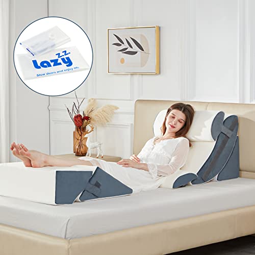 Lazyzizi 6pcs Orthopedic Bed Wedge Pillow Set Memory Foam Wedge