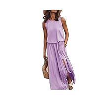 Women's Shift Dress Maxi Long Dress Sleeveless Solid Color Spring Summer Casual